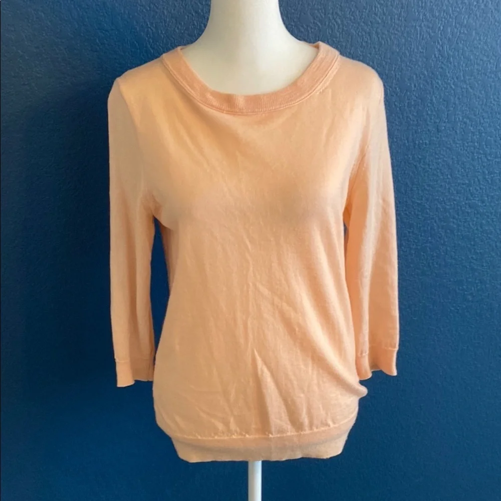 J. Crew Apricot Knit Lightweight Sweater. 100% merino wool. Size S.